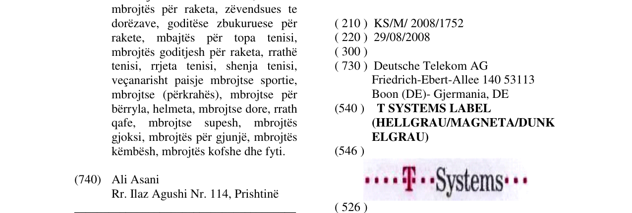 Zëri i markës T SYSTEMS LABEL (HELLGRAU/MAGNETA/DUNK ELGRAU) në buletin