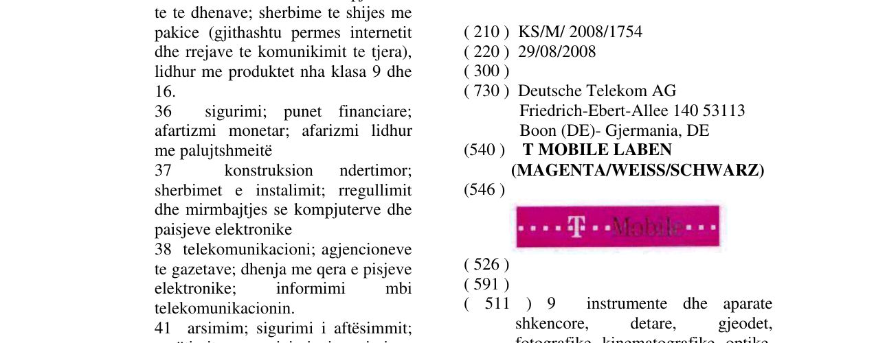 Zëri i markës T MOBILE LABEN (MAGENTA/WEISS/SCHWARZ) në buletin