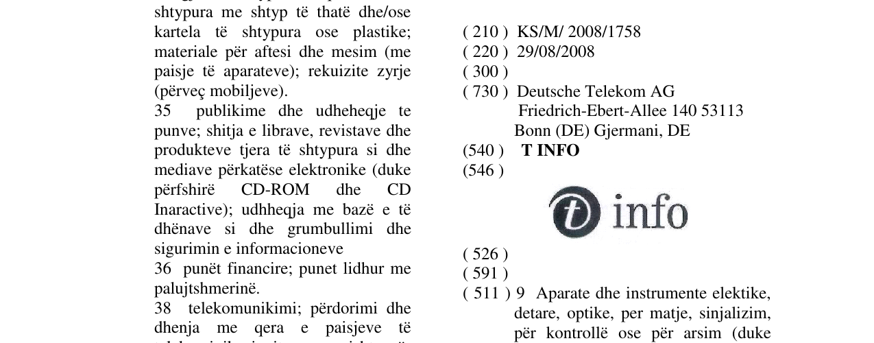 Zëri i markës T INFO në buletin