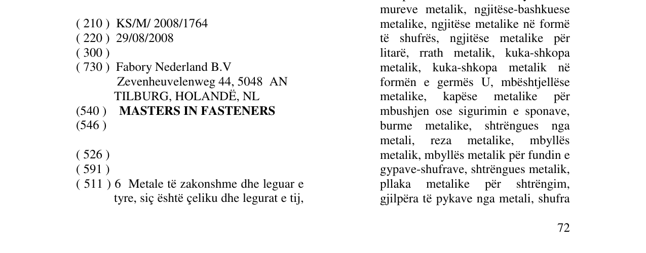 Zëri i markës MASTERS IN FASTENERS në buletin