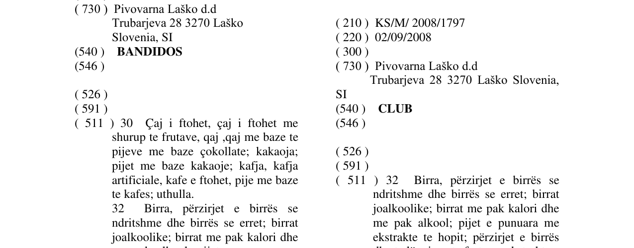 Zëri i markës CLUB në buletin