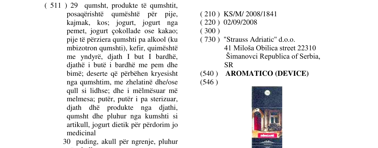 Zëri i markës AROMATICO (DEVICE) në buletin
