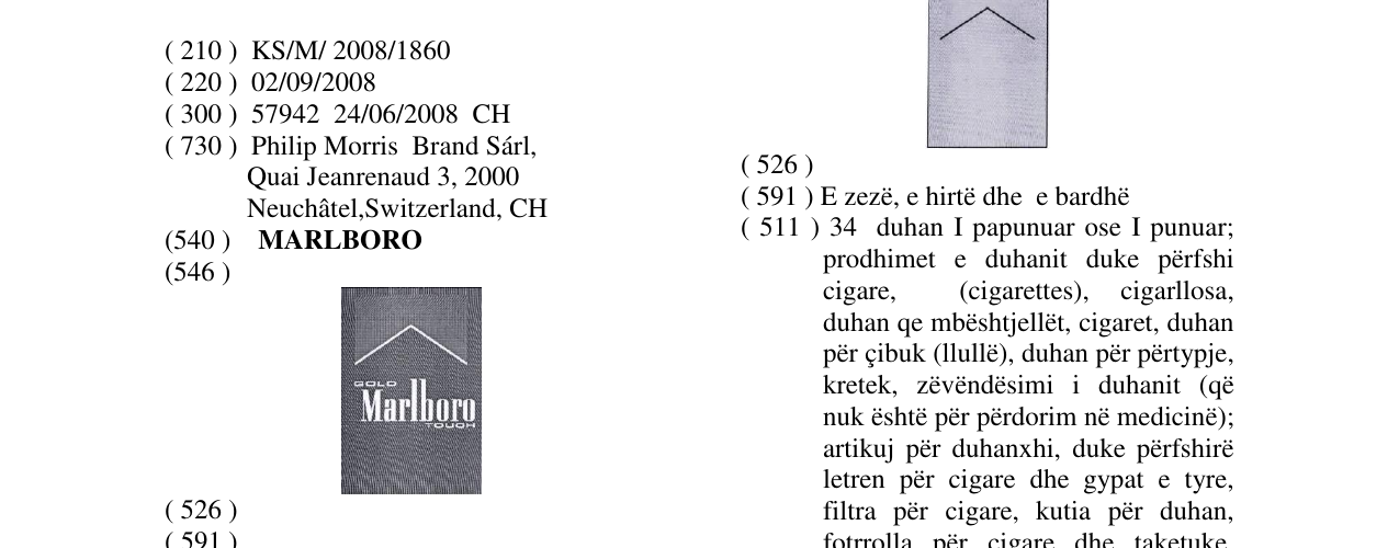 Zëri i markës MARLBORO në buletin