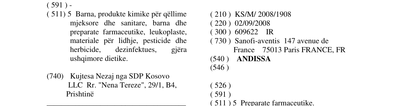 Zëri i markës ANDISSA në buletin