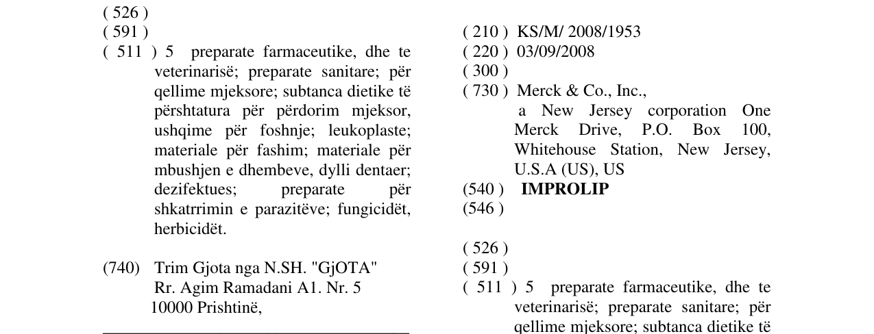 Zëri i markës IMPROLIP në buletin