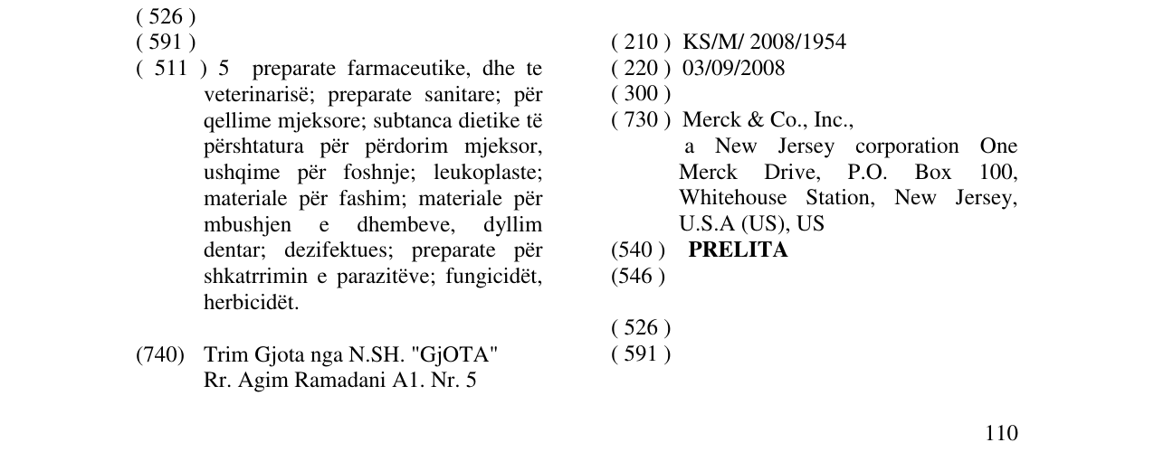 Zëri i markës PRELITA në buletin