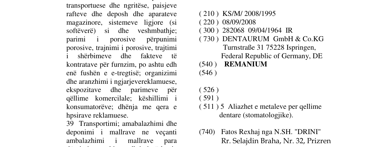 Zëri i markës REMANIUM në buletin
