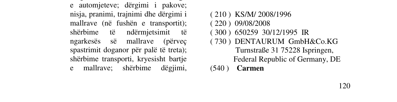 Zëri i markës Carmen në buletin