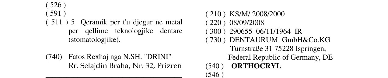 Zëri i markës ORTHOCRYL në buletin