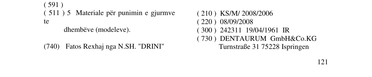Zëri i markës DENTAURUM në buletin