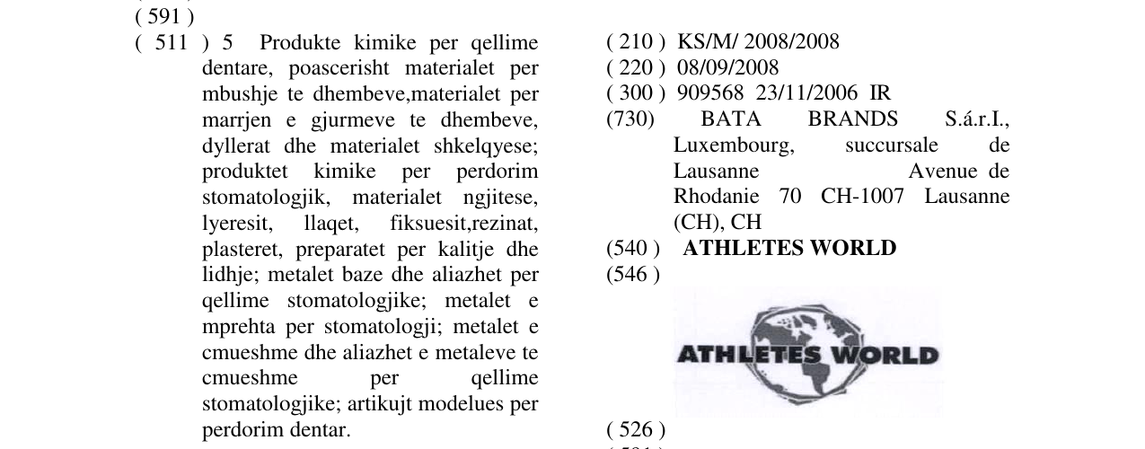 Zëri i markës ATHLETES WORLD në buletin
