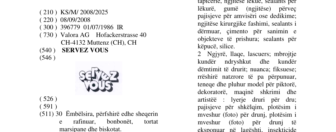 Zëri i markës SERVEZ VOUS në buletin