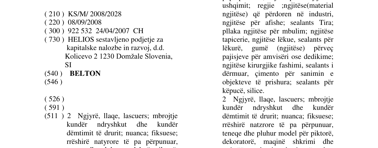 Zëri i markës BELTON në buletin