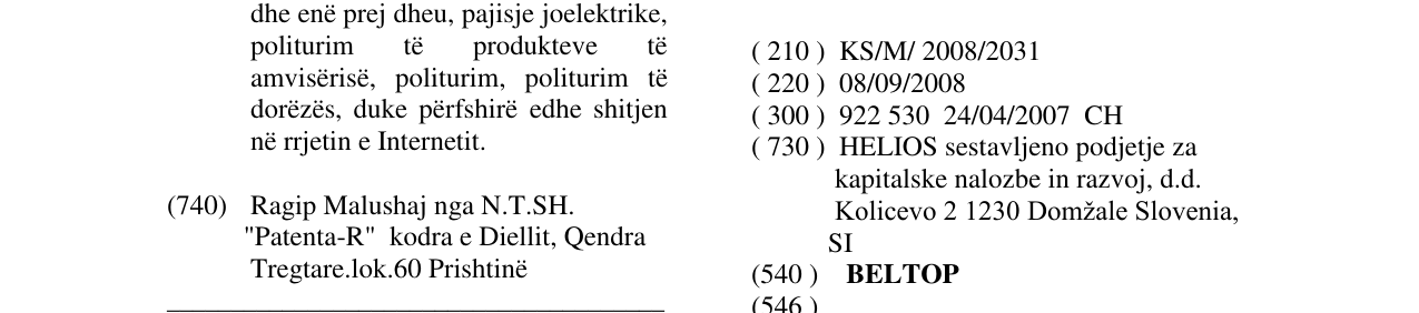 Zëri i markës BELTOP në buletin