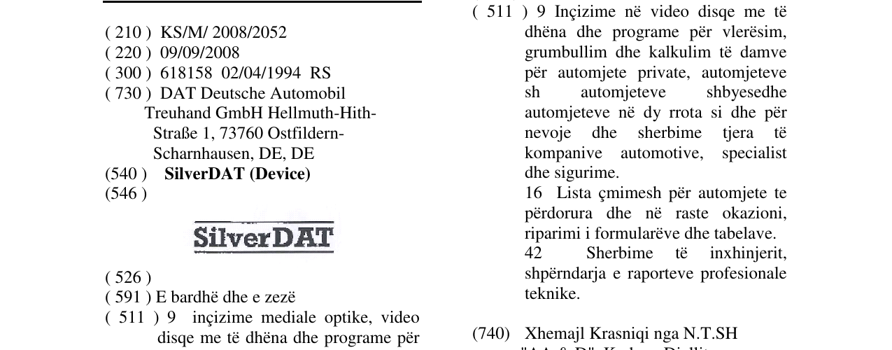 Zëri i markës SilverDAT (Device) në buletin