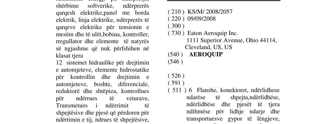 Zëri i markës AEROQUIP në buletin
