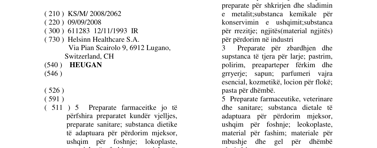 Zëri i markës HEUGAN në buletin