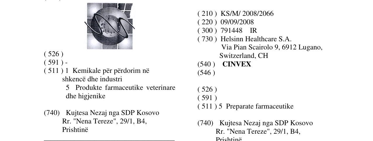 Zëri i markës CINVEX në buletin