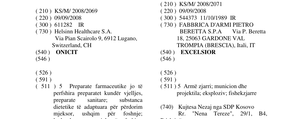 Zëri i markës ONICIT në buletin