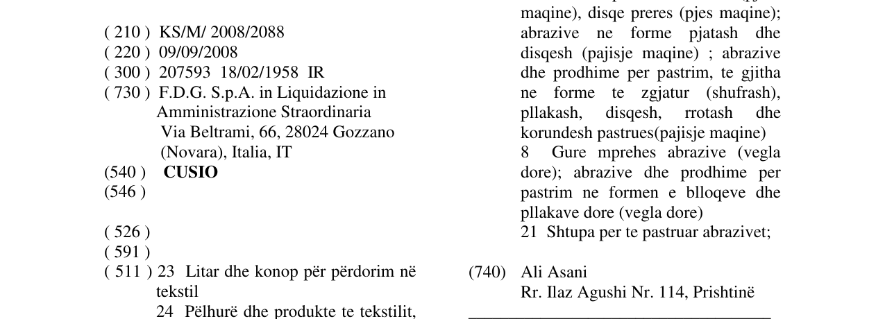 Zëri i markës CUSIO në buletin