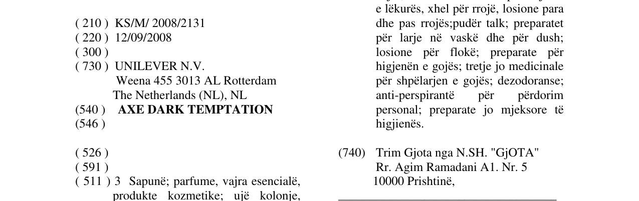 Zëri i markës AXE DARK TEMPTATION në buletin