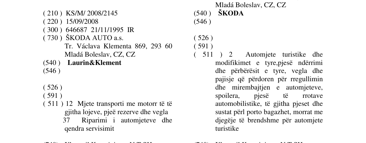 Zëri i markës Laurin&Klement në buletin
