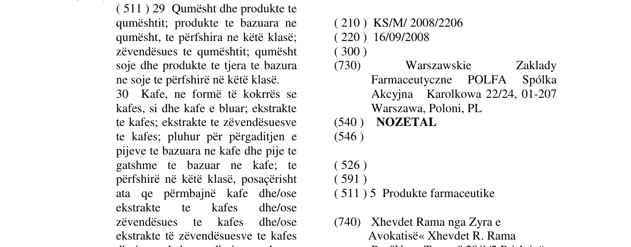 Zëri i markës NOZETAL në buletin