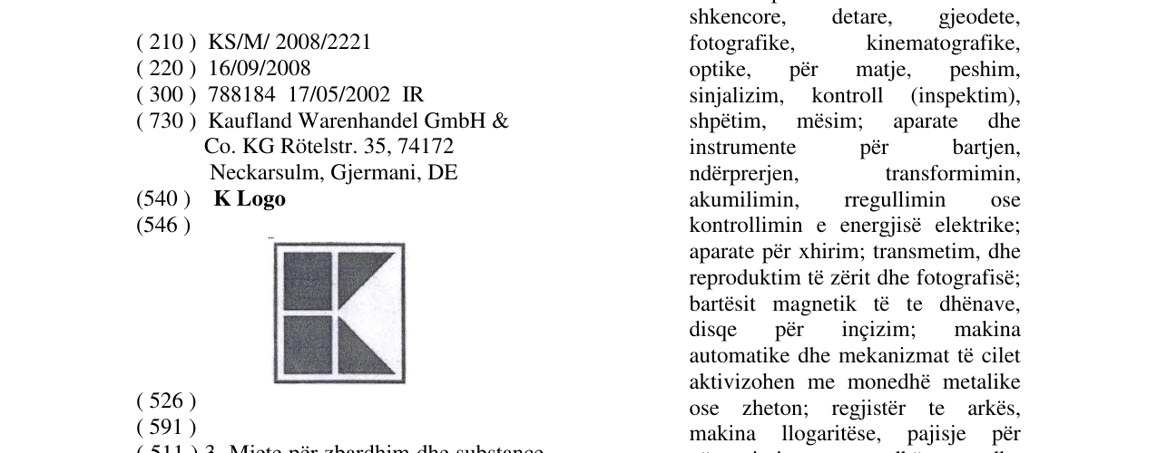 Zëri i markës K Logo në buletin