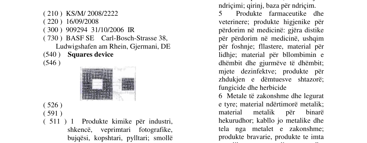 Zëri i markës Squares device në buletin
