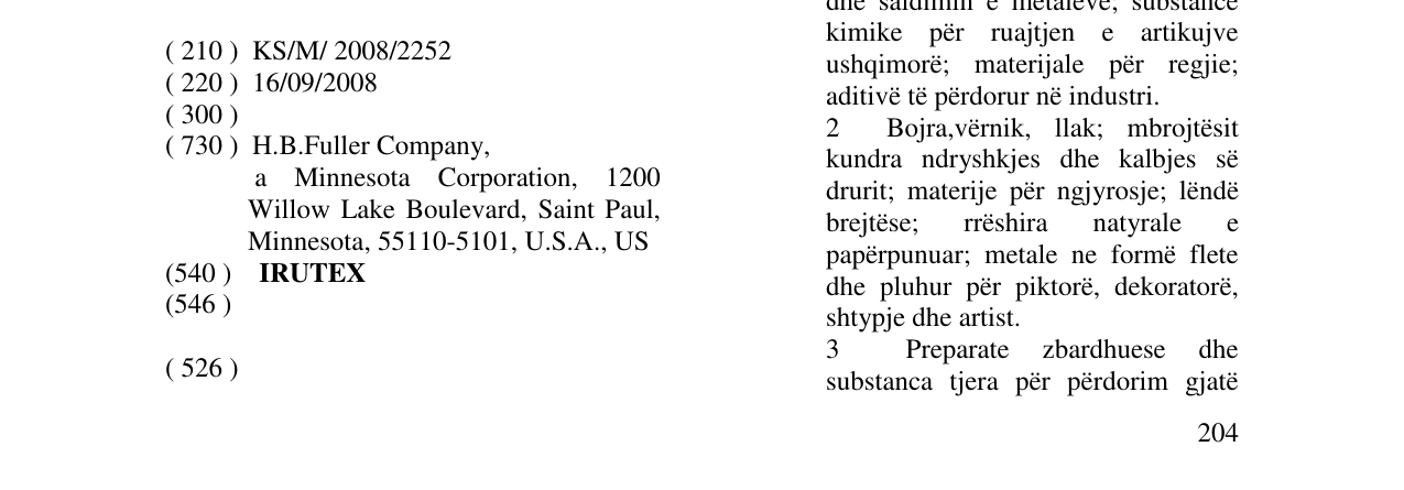 Zëri i markës IRUTEX në buletin