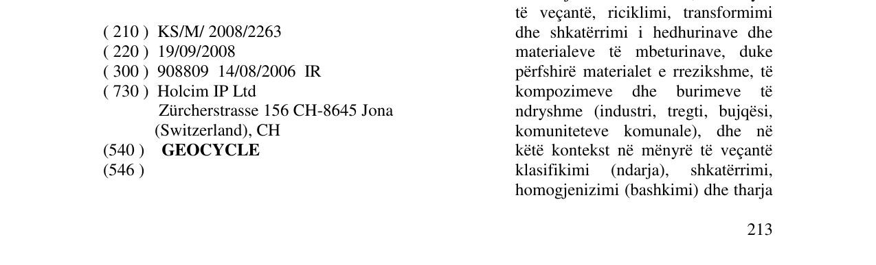 Zëri i markës GEOCYCLE në buletin