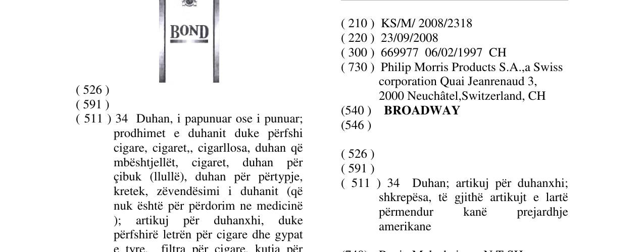 Zëri i markës BROADWAY në buletin