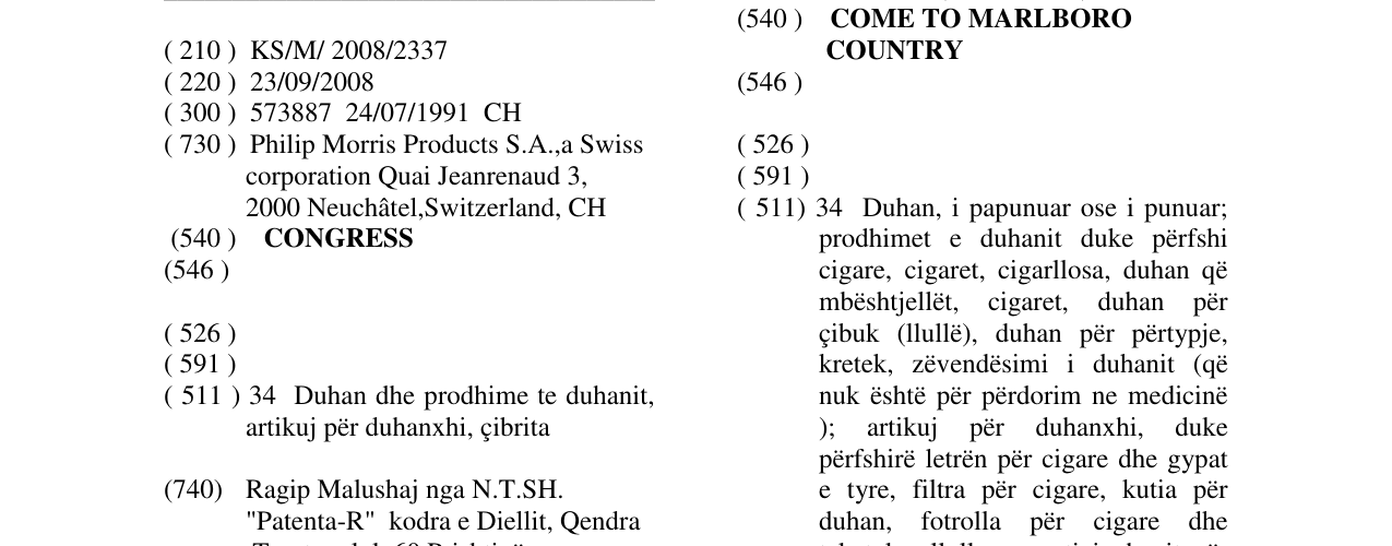 Zëri i markës CONGRESS në buletin