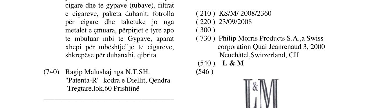 Zëri i markës L & M në buletin