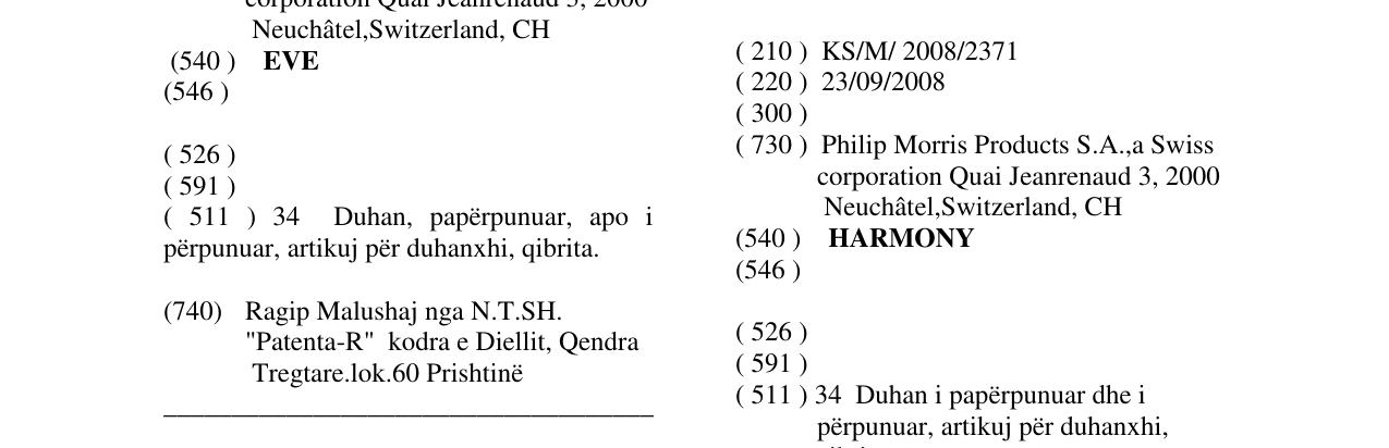 Zëri i markës HARMONY në buletin