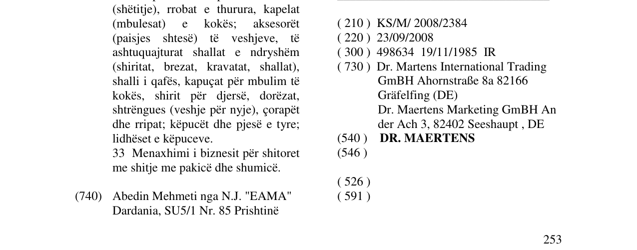 Zëri i markës DR. MAERTENS në buletin