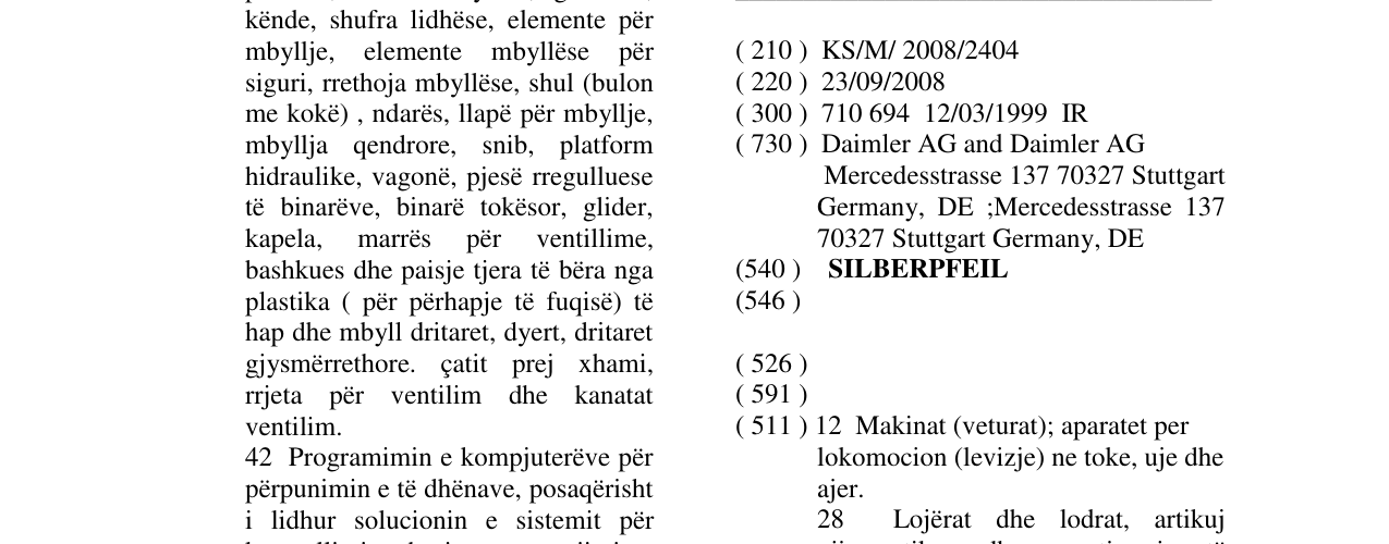 Zëri i markës SILBERPFEIL në buletin