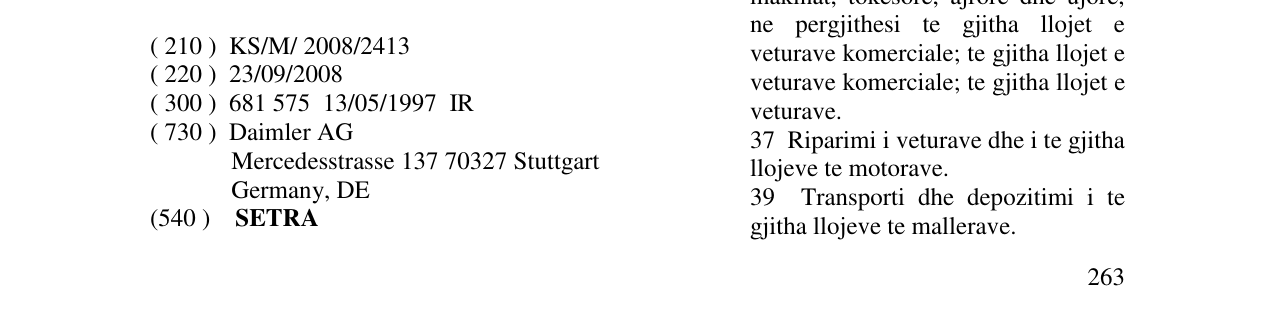 Zëri i markës SETRA në buletin