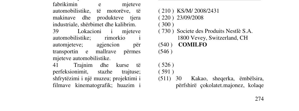 Zëri i markës COMILFO në buletin