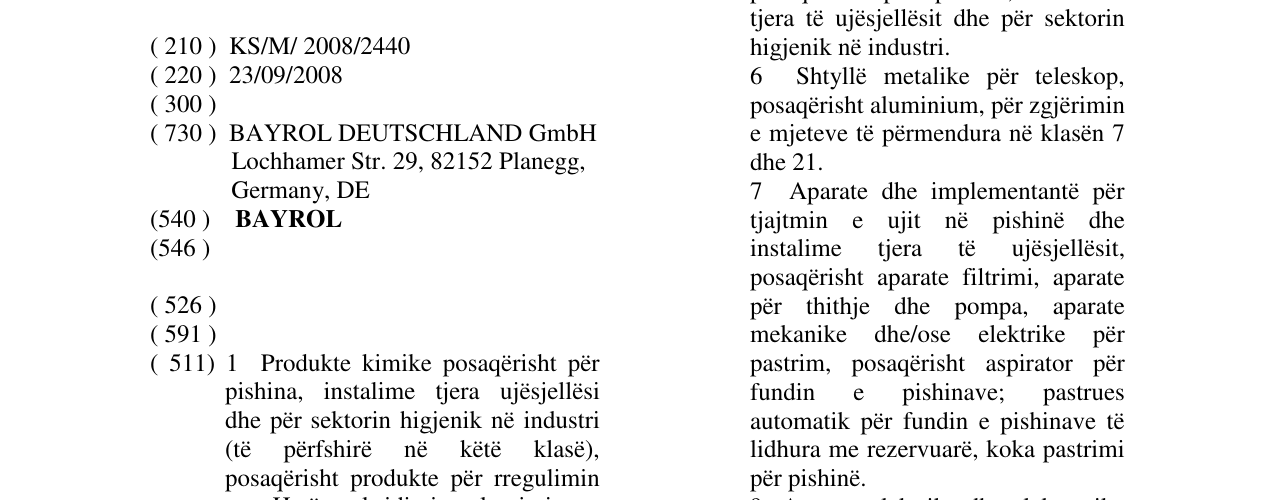 Zëri i markës BAYROL në buletin