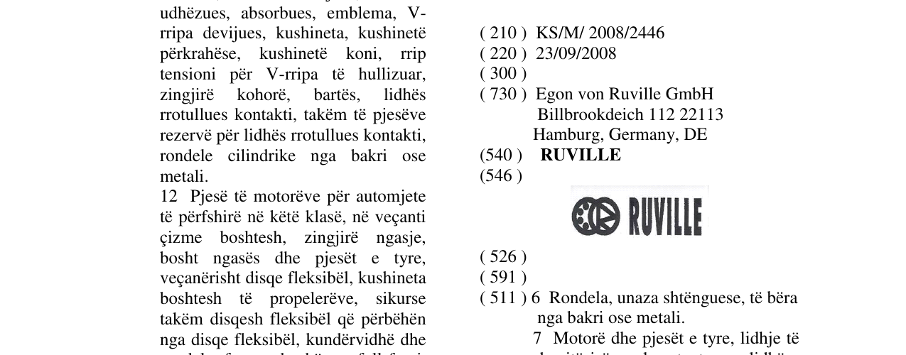Zëri i markës RUVILLE në buletin