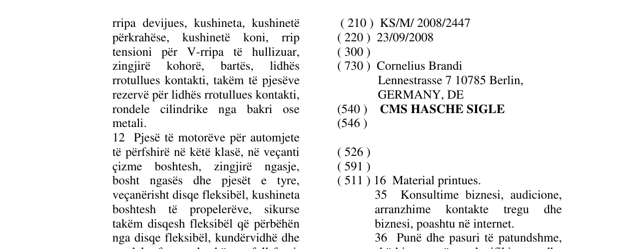 Zëri i markës CMS HASCHE SIGLE në buletin
