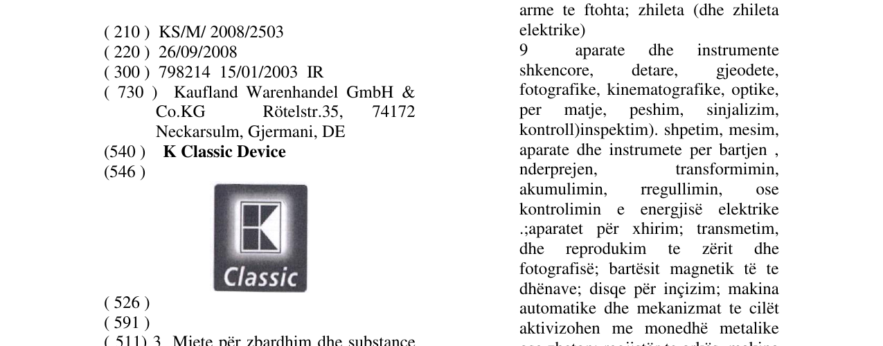 Zëri i markës K Classic Device në buletin