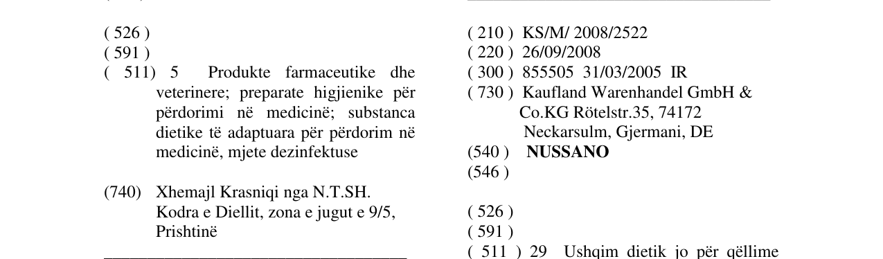 Zëri i markës NUSSANO në buletin