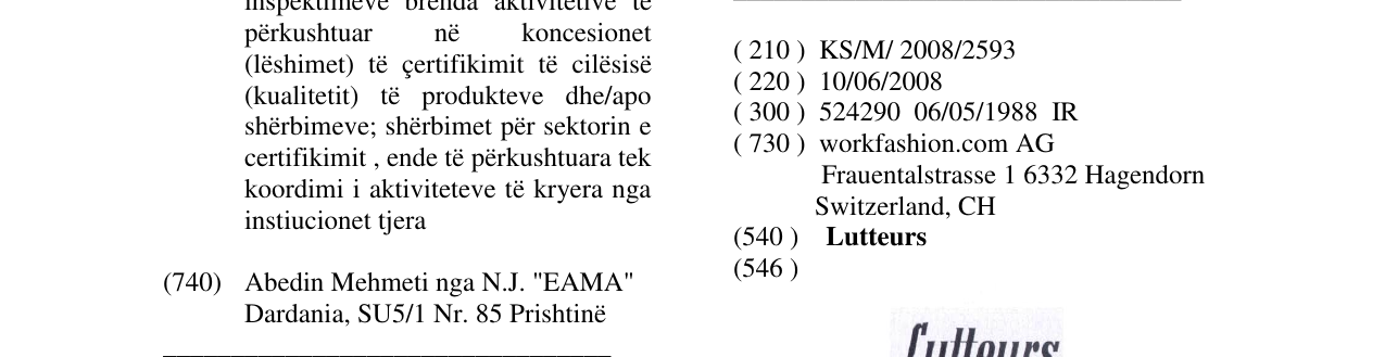 Zëri i markës Lutteurs në buletin