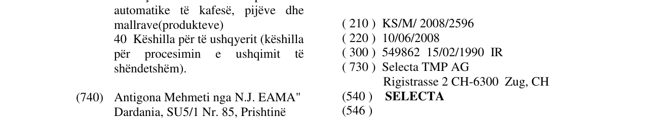Zëri i markës SELECTA në buletin