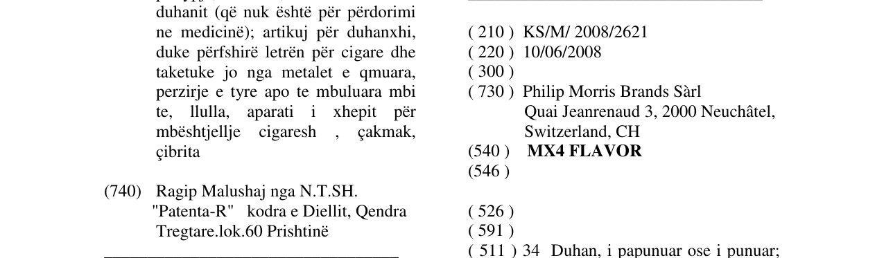 Zëri i markës MX4 FLAVOR në buletin
