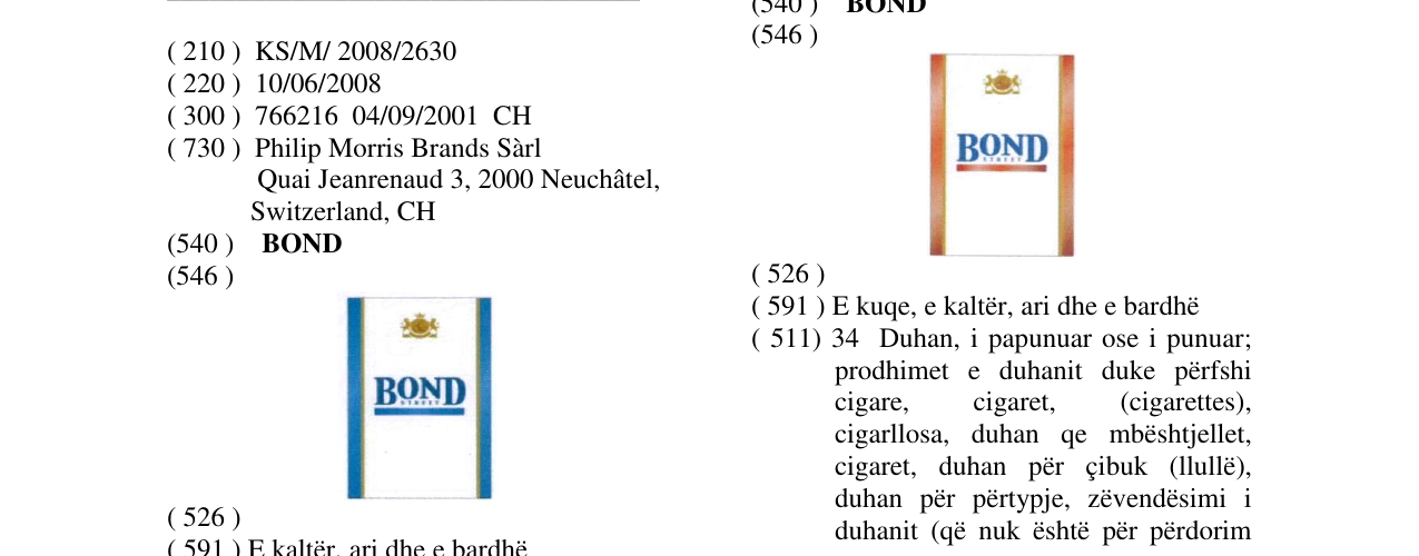 Zëri i markës BOND në buletin