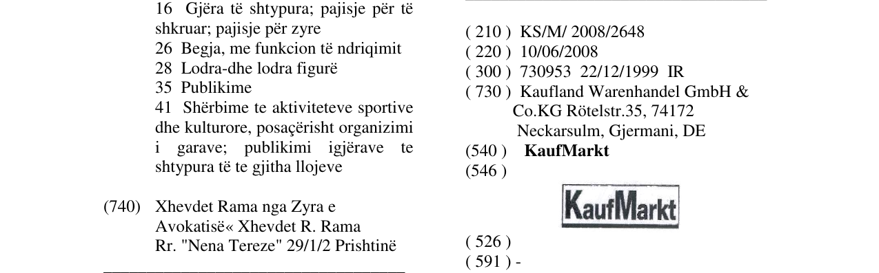Zëri i markës KaufMarkt në buletin