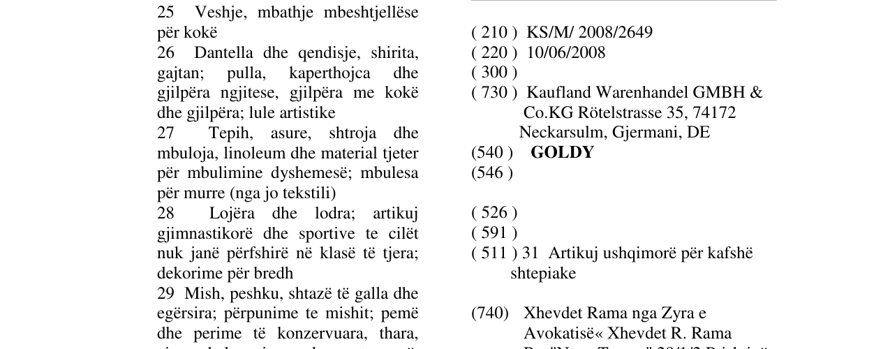 Zëri i markës GOLDY në buletin